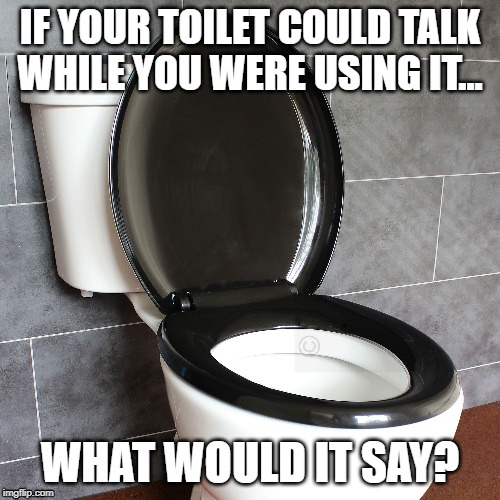 talking toilet | IF YOUR TOILET COULD TALK WHILE YOU WERE USING IT... WHAT WOULD IT SAY? | image tagged in talking,talk,toilet,commode,bathroom | made w/ Imgflip meme maker