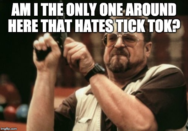 Am I The Only One Around Here | AM I THE ONLY ONE AROUND HERE THAT HATES TICK TOK? | image tagged in memes,am i the only one around here | made w/ Imgflip meme maker