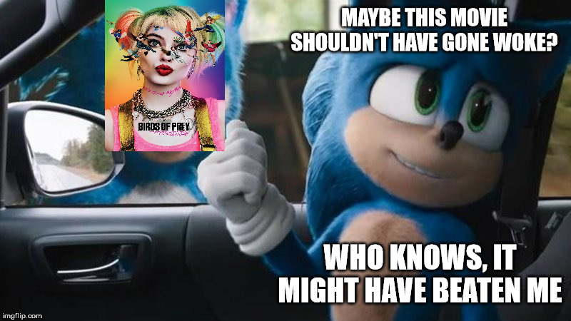 Sonic Movie Old vs New | MAYBE THIS MOVIE SHOULDN'T HAVE GONE WOKE? WHO KNOWS, IT MIGHT HAVE BEATEN ME | image tagged in sonic movie old vs new,birds of prey,funny,woke,sjw | made w/ Imgflip meme maker