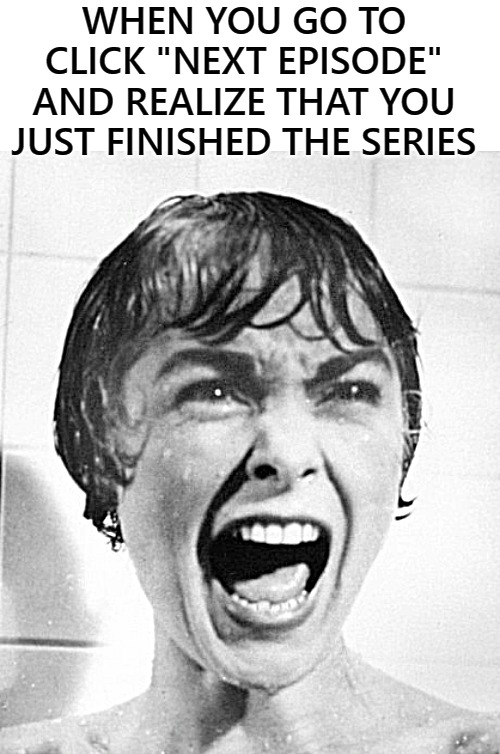 WHEN YOU GO TO CLICK "NEXT EPISODE" AND REALIZE THAT YOU JUST FINISHED THE SERIES | image tagged in kisskiss | made w/ Imgflip meme maker