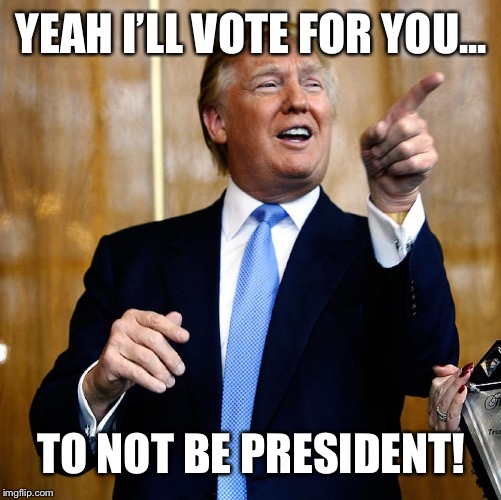 Donal Trump Birthday | YEAH I’LL VOTE FOR YOU... TO NOT BE PRESIDENT! | image tagged in donal trump birthday | made w/ Imgflip meme maker