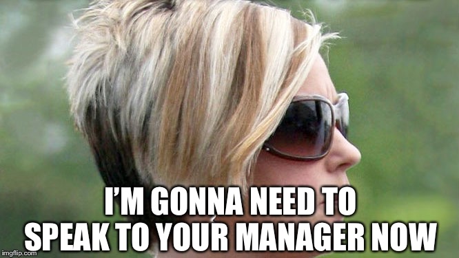 Karen | I’M GONNA NEED TO SPEAK TO YOUR MANAGER NOW | image tagged in karen | made w/ Imgflip meme maker