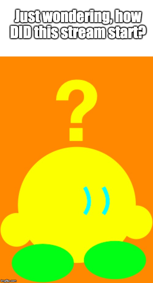 I just wanna know this stream's history. | Just wondering, how DID this stream start? | image tagged in kibble confused | made w/ Imgflip meme maker