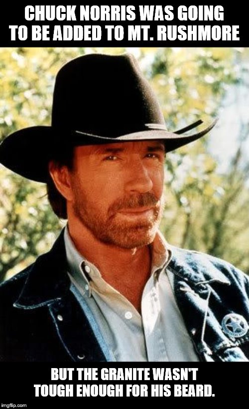 Chuck Norris | CHUCK NORRIS WAS GOING TO BE ADDED TO MT. RUSHMORE; BUT THE GRANITE WASN'T TOUGH ENOUGH FOR HIS BEARD. | image tagged in memes,chuck norris | made w/ Imgflip meme maker