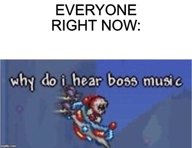 why do i hear boss music | EVERYONE RIGHT NOW: | image tagged in why do i hear boss music | made w/ Imgflip meme maker