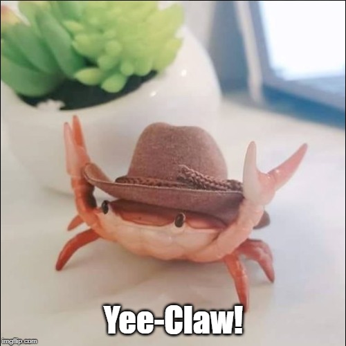 Cowboy Crab | Yee-Claw! | image tagged in cowboy crab | made w/ Imgflip meme maker
