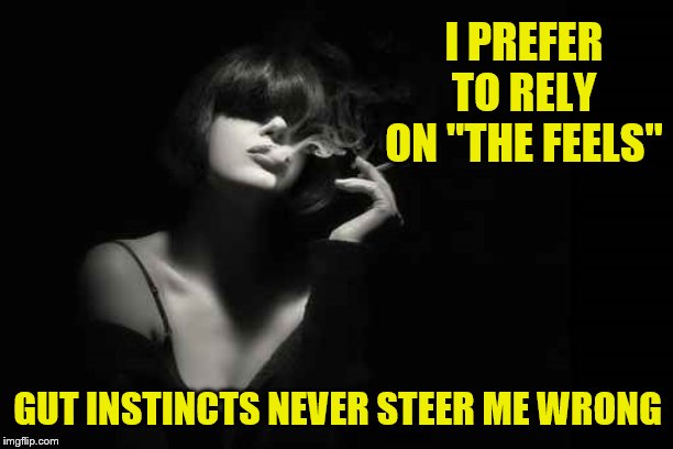 I PREFER TO RELY ON "THE FEELS" GUT INSTINCTS NEVER STEER ME WRONG | made w/ Imgflip meme maker