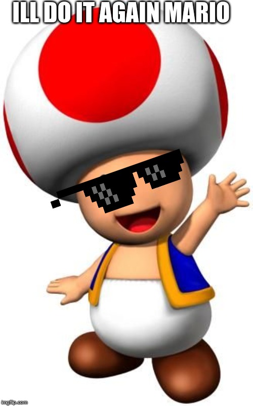 Toad | ILL DO IT AGAIN MARIO | image tagged in toad | made w/ Imgflip meme maker