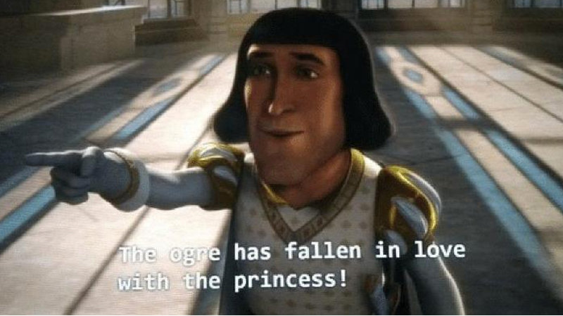 High Quality The Ogre Has Fallen in Love with the Princess Blank Meme Template