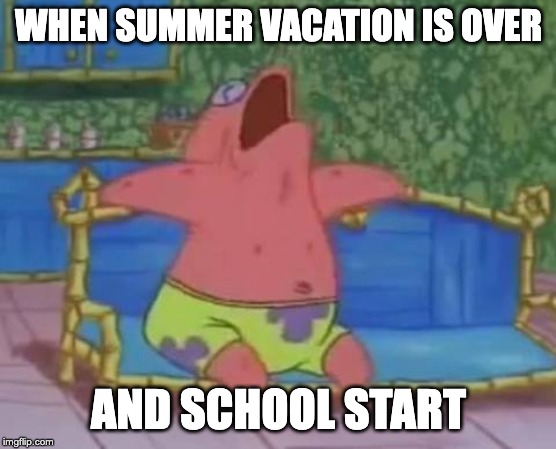 shcool | WHEN SUMMER VACATION IS OVER; AND SCHOOL START | image tagged in shcool | made w/ Imgflip meme maker