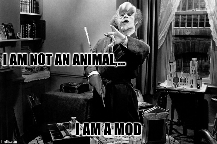 Woo hoo! Let the games begin. | I AM NOT AN ANIMAL,... I AM A MOD | image tagged in everyone's a mod,sewmyeyesshut,funny,memes,funny memes | made w/ Imgflip meme maker