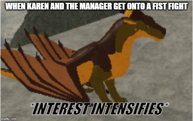 interest intensifies | WHEN KAREN AND THE MANAGER GET ONTO A FIST FIGHT | image tagged in interest intensifies | made w/ Imgflip meme maker