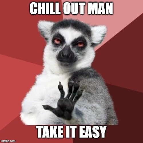 Chill Out Lemur Meme | CHILL OUT MAN TAKE IT EASY | image tagged in memes,chill out lemur | made w/ Imgflip meme maker