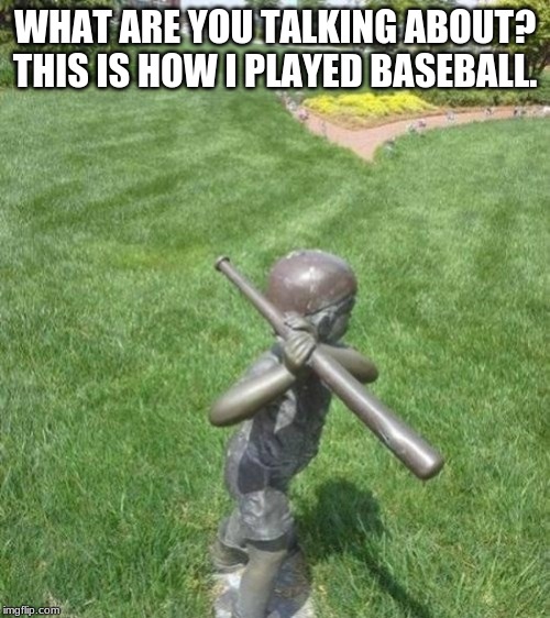 Baseball Boi | WHAT ARE YOU TALKING ABOUT? THIS IS HOW I PLAYED BASEBALL. | image tagged in fun | made w/ Imgflip meme maker
