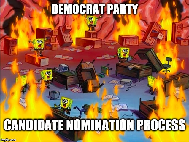 Spongebob Brain Chaos | DEMOCRAT PARTY; CANDIDATE NOMINATION PROCESS | image tagged in spongebob brain chaos | made w/ Imgflip meme maker