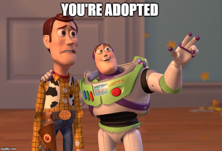 X, X Everywhere | YOU'RE ADOPTED | image tagged in memes,x x everywhere | made w/ Imgflip meme maker