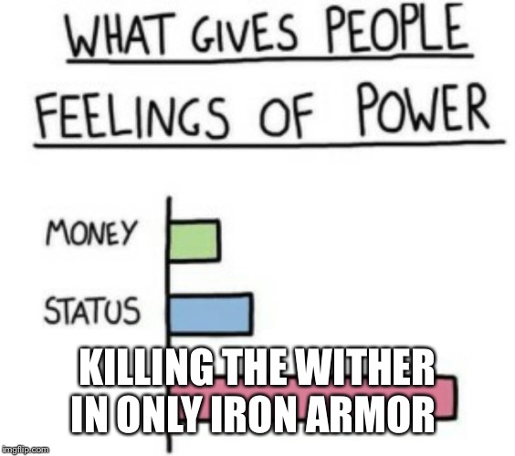 What Gives People Feelings of Power | KILLING THE WITHER IN ONLY IRON ARMOR | image tagged in what gives people feelings of power | made w/ Imgflip meme maker