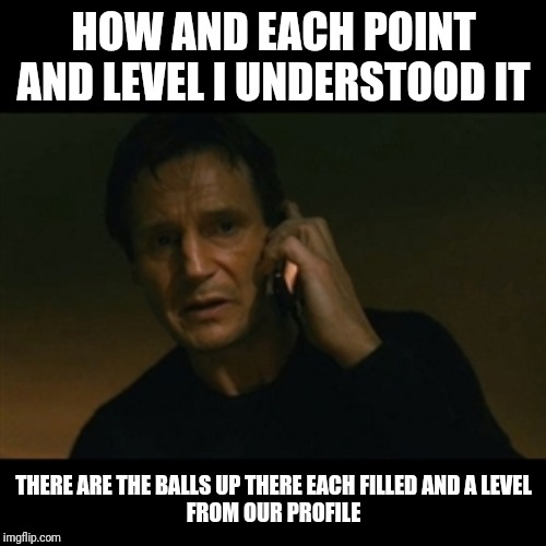 Liam Neeson Taken Meme | HOW AND EACH POINT AND LEVEL I UNDERSTOOD IT; THERE ARE THE BALLS UP THERE EACH FILLED AND A LEVEL
FROM OUR PROFILE | image tagged in memes,liam neeson taken | made w/ Imgflip meme maker