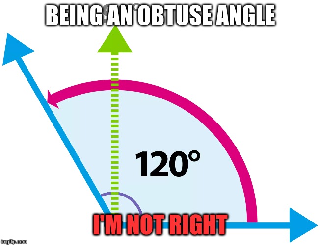BEING AN OBTUSE ANGLE; I'M NOT RIGHT | made w/ Imgflip meme maker