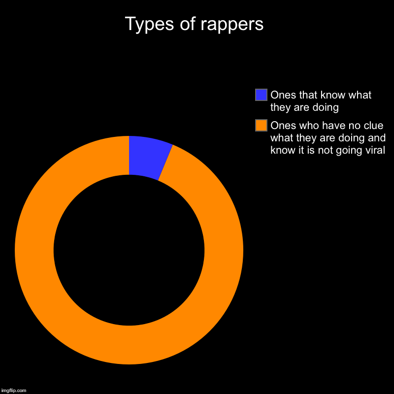 Types of rappers | Ones who have no clue what they are doing and know it is not going viral, Ones that know what they are doing | image tagged in charts,donut charts | made w/ Imgflip chart maker