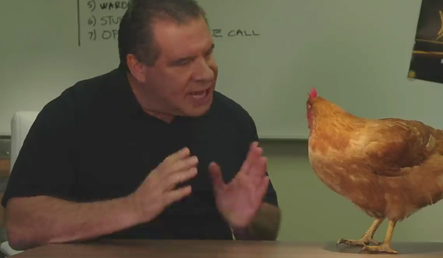 High Quality phil swift talking to a chicken Blank Meme Template