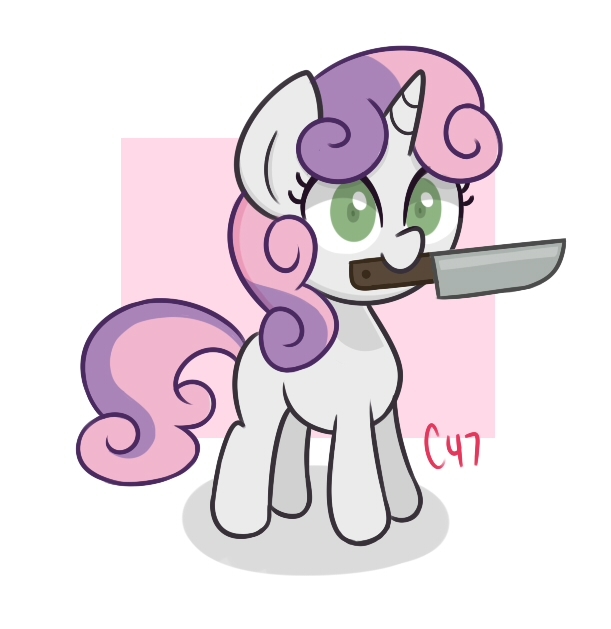 Sweetie Belle with a knife Blank Meme Template