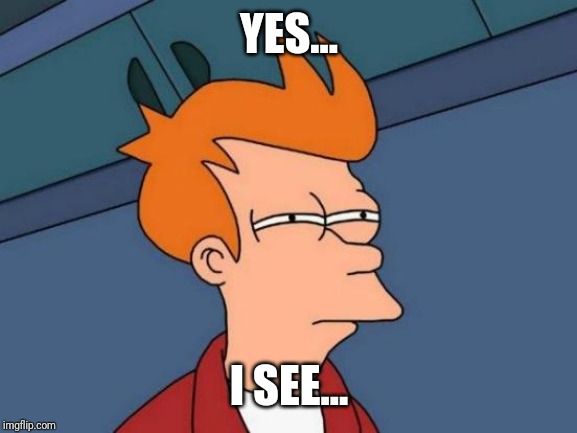 YES... I SEE... | image tagged in memes,futurama fry | made w/ Imgflip meme maker