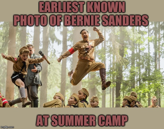 He was a great counselor. | EARLIEST KNOWN PHOTO OF BERNIE SANDERS; AT SUMMER CAMP | image tagged in jojo rabitt | made w/ Imgflip meme maker