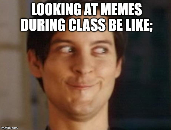 Spiderman Peter Parker Meme | LOOKING AT MEMES DURING CLASS BE LIKE; | image tagged in memes,spiderman peter parker | made w/ Imgflip meme maker