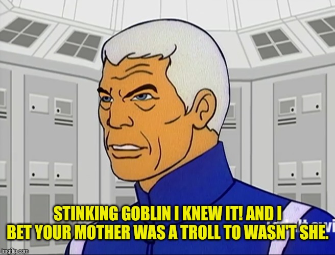 STINKING GOBLIN I KNEW IT! AND I BET YOUR MOTHER WAS A TROLL TO WASN'T SHE. | made w/ Imgflip meme maker