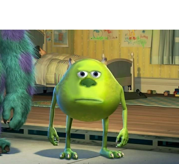 High Quality Mike Wazowski-Sulley Face Swap Blank Meme Template