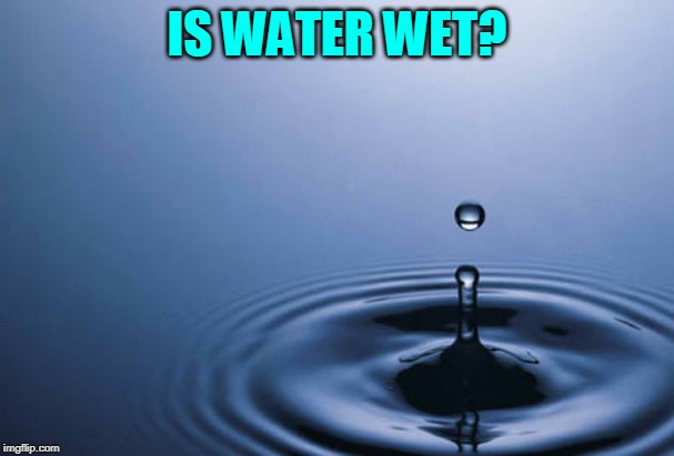 I used to be a firm believer in wet water, but now I'm not so sure. What are your standings and arguments? | IS WATER WET? | image tagged in water drop,memes,is water wet,the think tank,water,wet | made w/ Imgflip meme maker