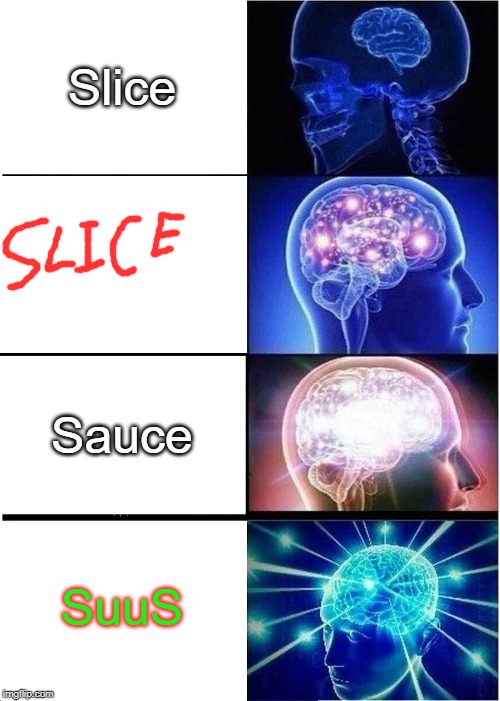 Expanding Brain Meme | Slice Sauce SuuS | image tagged in memes,expanding brain | made w/ Imgflip meme maker