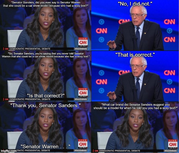 Abby Phillip Bernie Sanders CNN presidential debate | image tagged in abby phillip,bernie sanders,cnn,presidential debate | made w/ Imgflip meme maker