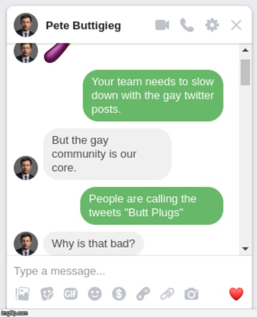 Mayor Eggplant | image tagged in buttigieg,fakery | made w/ Imgflip meme maker
