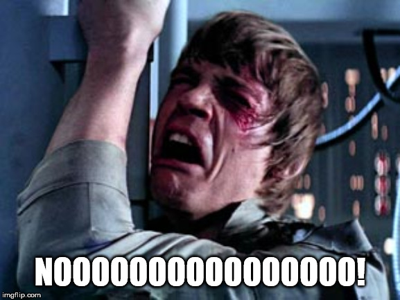 Luke Skywalker Noooo | NOOOOOOOOOOOOOOOO! | image tagged in luke skywalker noooo | made w/ Imgflip meme maker