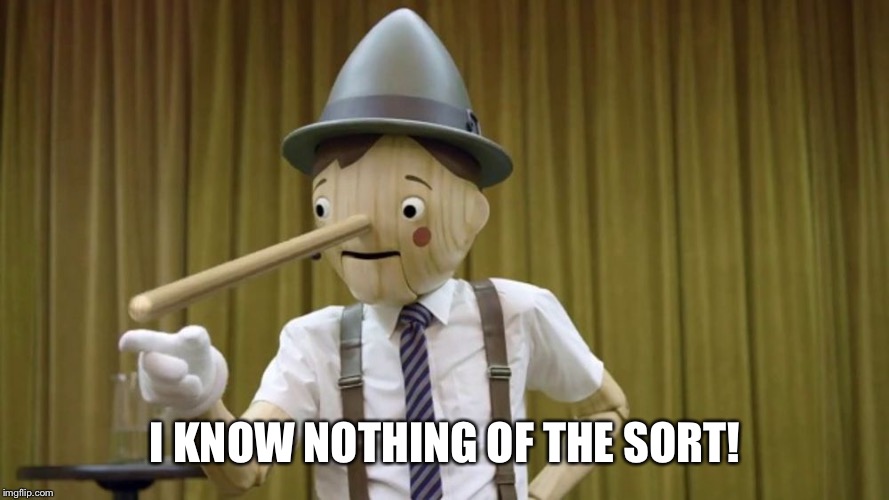 Pinocchio | I KNOW NOTHING OF THE SORT! | image tagged in pinocchio | made w/ Imgflip meme maker