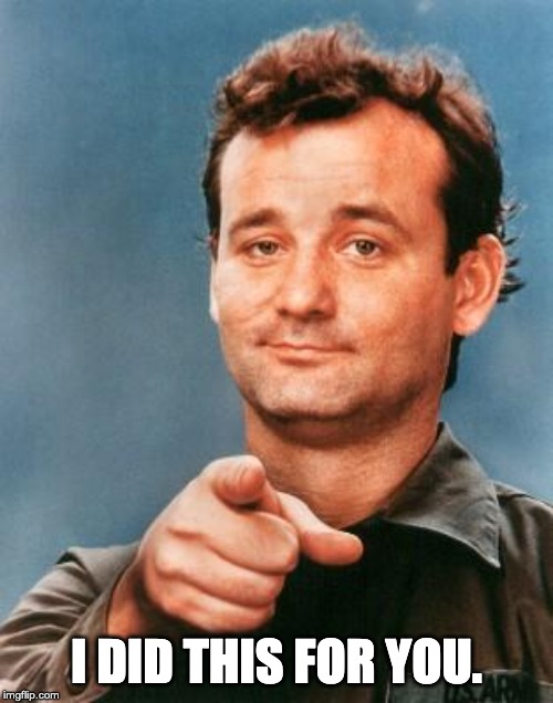 Bill Murray You're Awesome | I DID THIS FOR YOU. | image tagged in bill murray you're awesome | made w/ Imgflip meme maker