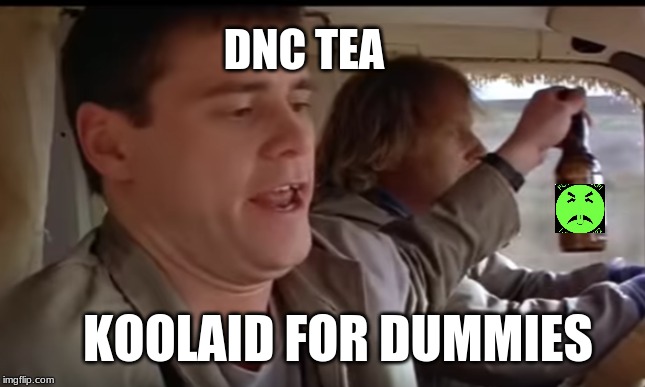 DNC TEA; KOOLAID FOR DUMMIES | image tagged in dnc,democrat,dumb and dumber | made w/ Imgflip meme maker