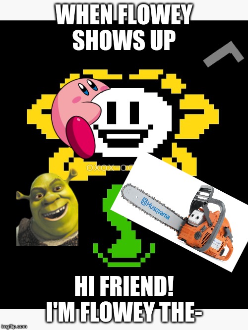 WHEN FLOWEY SHOWS UP; HI FRIEND! I'M FLOWEY THE- | made w/ Imgflip meme maker