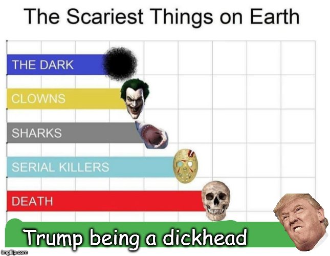 scariest things on earth | Trump being a dickhead | image tagged in scariest things on earth | made w/ Imgflip meme maker