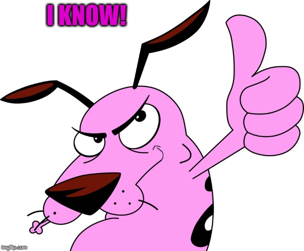 courage | I KNOW! | image tagged in courage | made w/ Imgflip meme maker
