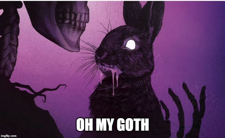  OH MY GOTH | image tagged in goth,goth memes,bunny,birthday,massacre | made w/ Imgflip meme maker
