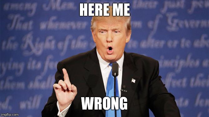 Donald Trump Wrong | HERE ME WRONG | image tagged in donald trump wrong | made w/ Imgflip meme maker