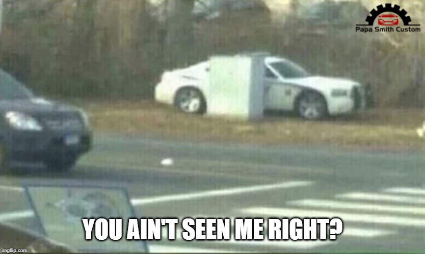 Ssshhh.... | YOU AIN'T SEEN ME RIGHT? | image tagged in hidden,stealth,cops,police,car meme,cars | made w/ Imgflip meme maker