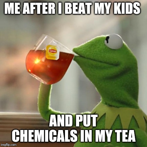 But That's None Of My Business | ME AFTER I BEAT MY KIDS; AND PUT CHEMICALS IN MY TEA | image tagged in memes,but thats none of my business,kermit the frog | made w/ Imgflip meme maker