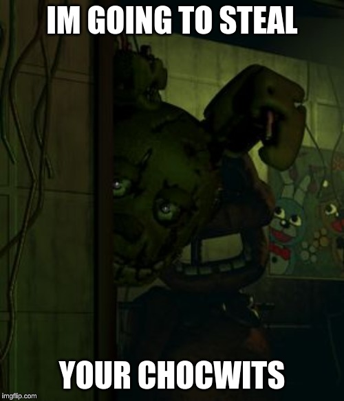 springtrap in door | IM GOING TO STEAL; YOUR CHOCWITS | image tagged in springtrap in door | made w/ Imgflip meme maker