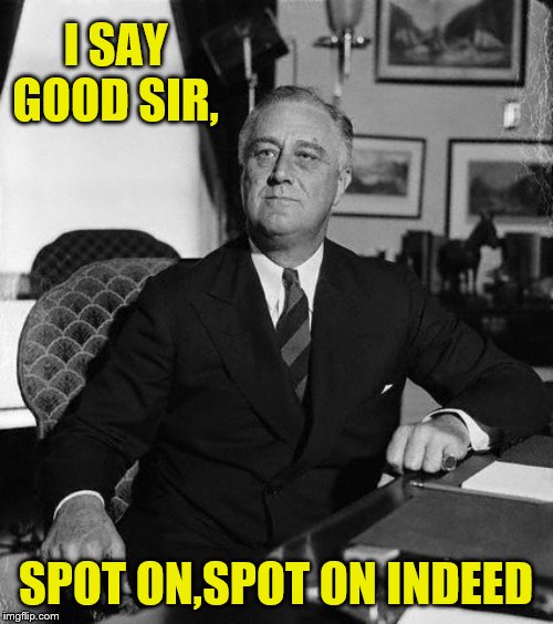 FdR | I SAY GOOD SIR, SPOT ON,SPOT ON INDEED | image tagged in fdr | made w/ Imgflip meme maker