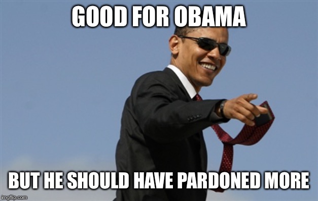 Obama used his commutation power liberally — and for the good! (Freeing non-violent petty drug offenders) | GOOD FOR OBAMA; BUT HE SHOULD HAVE PARDONED MORE | image tagged in memes,cool obama,war on drugs,pardon,obama,barack obama | made w/ Imgflip meme maker