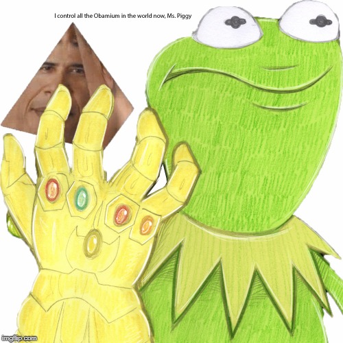 Obamium | image tagged in obama,kermit the frog,infinity stones | made w/ Imgflip meme maker